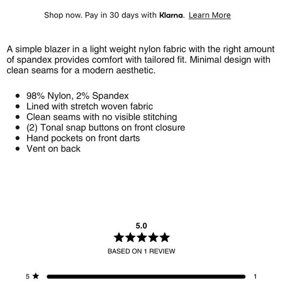 NWT Five Four Nomad Blazer In Navy Blue Casual Nylon Fabric Stretch Snap Front M - Picture 8 of 9